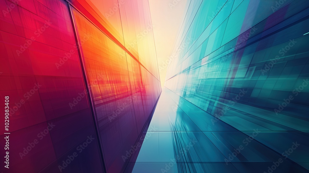 Modern high-rise glass building with a colorful gradient sky in the background, representing architectural innovation and urban development. The sleek design of the skyscraper stands tall, symbolizing Modern high-rise glass building with a colorful gradient sky in the background, representing architectural innovation and urban development. The sleek design of the skyscraper stands tall, symbolizing
