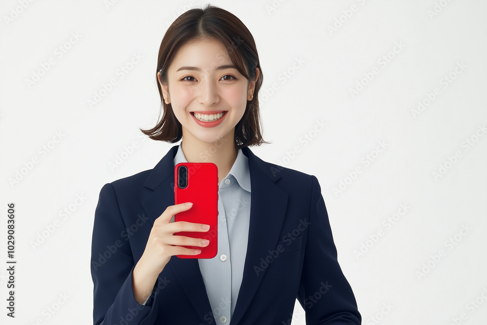A professional woman holding a mobile phone A professional woman holding a mobile phone