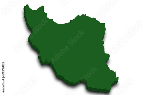 3d Map of Iran country with color. middle East, ir, Iran country map photo