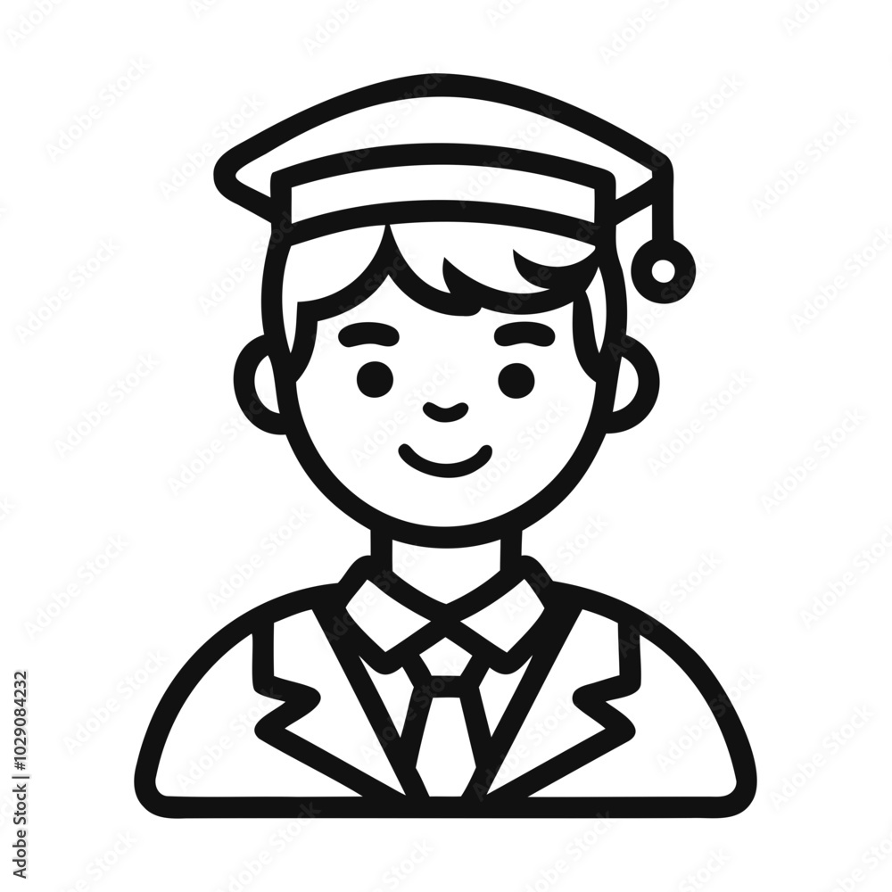 Graduate icon, Simple icon representing a graduate with a cap and gown, Student icon or logo design Line art vector silhouette. Graduate icon, Simple icon representing a graduate with a cap and gown, Student icon or logo design Line art vector silhouette.