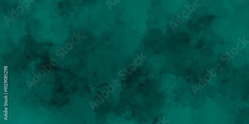 Green background with elegant vintage texture. Smoke in the dark. Abstract watercolor background with splashes. abstract cloud and vapor texture background. Teal color powder explosion .