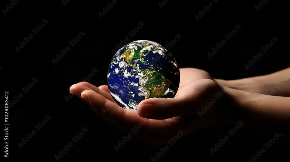 Hand Held Earth on a Black Background - a powerful and thought-provoking visual. The image emphasizes the fragility and beauty of our planet against a stark backdrop. Hand Held Earth on a Black Background - a powerful and thought-provoking visual. The image emphasizes the fragility and beauty of our planet against a stark backdrop.