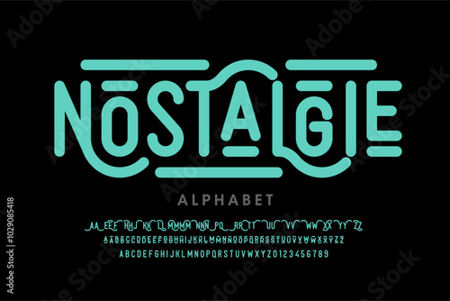 Nostalgie style font design, vintage alphabet letters and numbers vector illustration