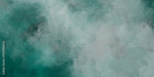 Green background with elegant vintage texture. Smoke in the dark. Abstract watercolor background with splashes. abstract cloud and vapor texture background. Teal color powder explosion .