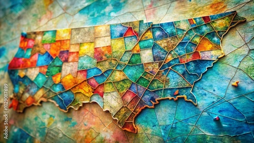 North Carolina Counties Map Conceptual Photography for Visual Learning and Education