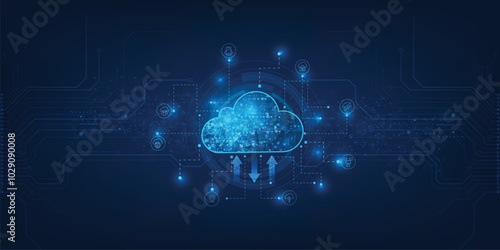 Cloud computing concept. Abstract cloud connection technology background.	