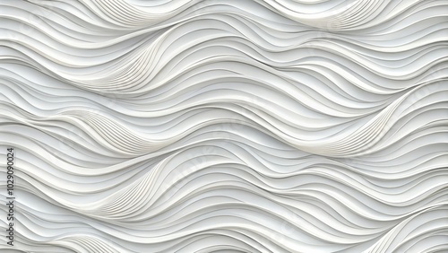 Sophisticated seamless wave texture pattern in pure white for design applications.