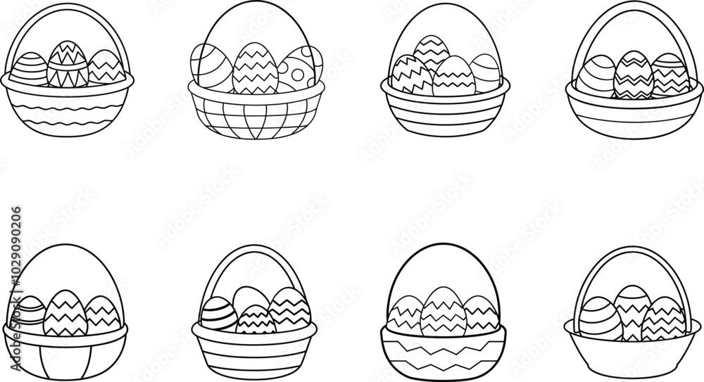 Easter Basket Coloring Page with Eggs Easter Basket Coloring Page with Eggs