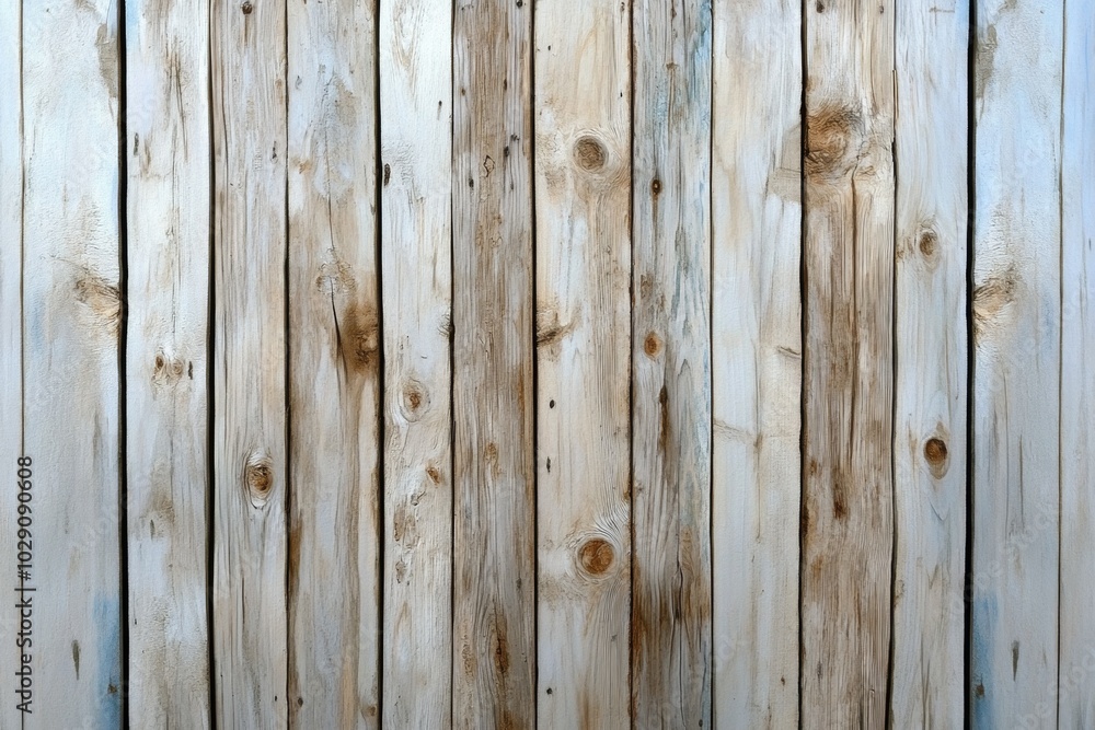 Fototapeta premium Watercolor painting of an old wooden fence, with soft, flowing colors capturing the faded paint and rough texture of the wood, blending rustic charm with a dreamy atmosphere