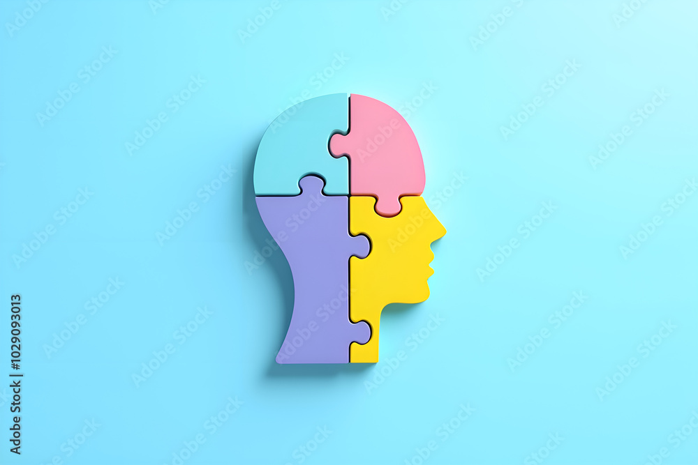 Human head from puzzles, for World Mental Health Day Human head from puzzles, for World Mental Health Day