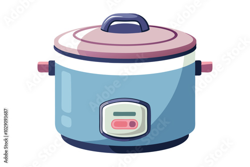 Rice cooker watercolor clipart illustration isolate isolated on white background.