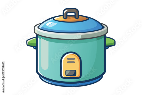 Rice cooker watercolor clipart illustration isolate isolated on white background.