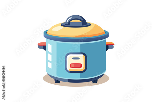 Rice cooker watercolor clipart illustration isolate isolated on white background.