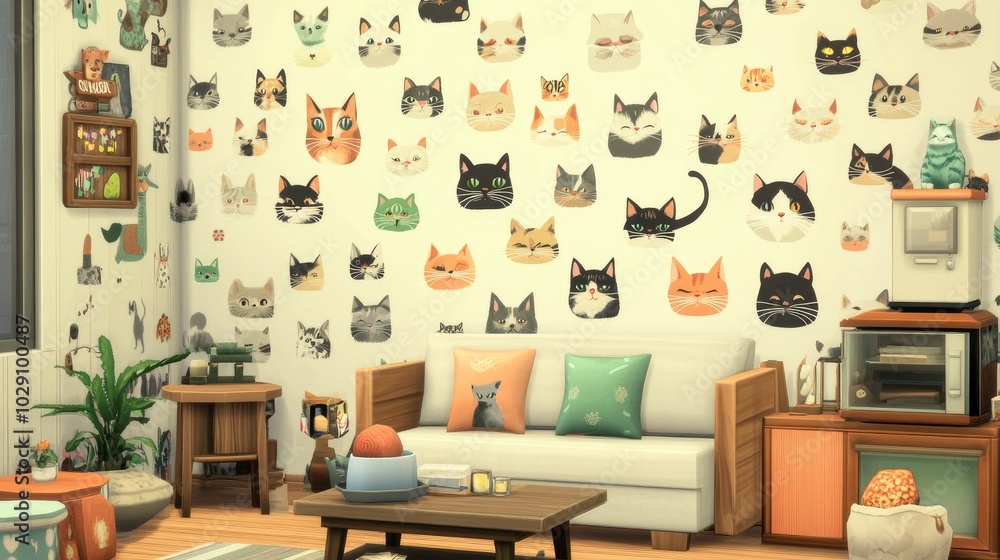 Cat Faces Wall Decor Living Room Design Ideas for Home Cat Faces Wall Decor Living Room Design Ideas for Home