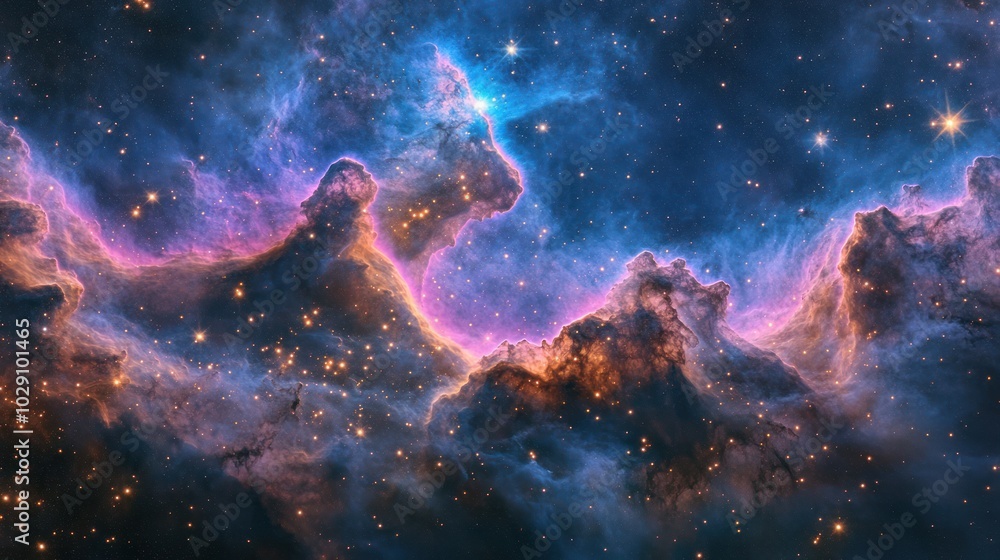 Obraz premium Cosmic Clouds and Stars in the Vastness of Space