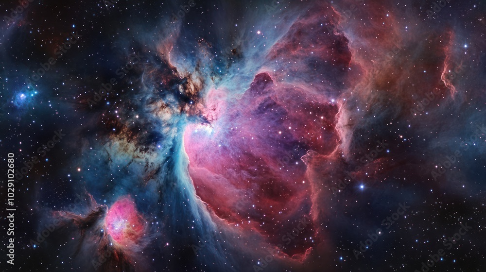 Fototapeta premium Cosmic Nebula with Stars and Gaseous Clouds