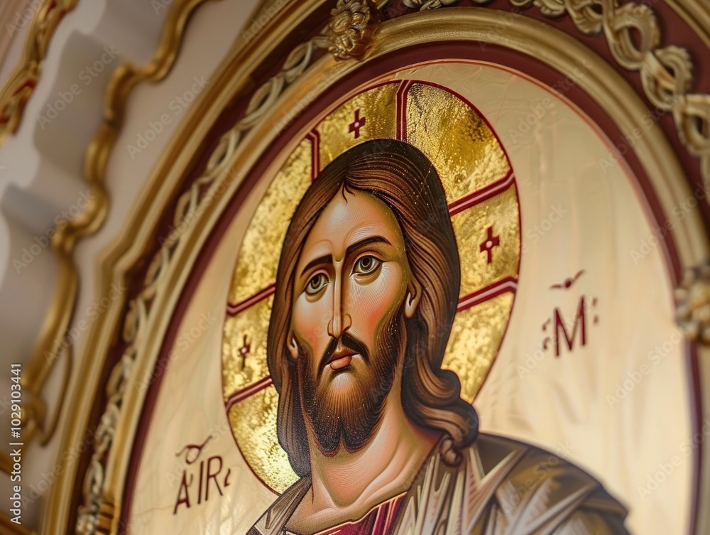 Obraz premium Jesus in traditional Eastern Orthodox iconography