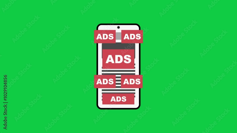 Smartphone Screen Overloaded with Intrusive Popup Ads Animation on Green Screen Smartphone Screen Overloaded with Intrusive Popup Ads Animation on Green Screen