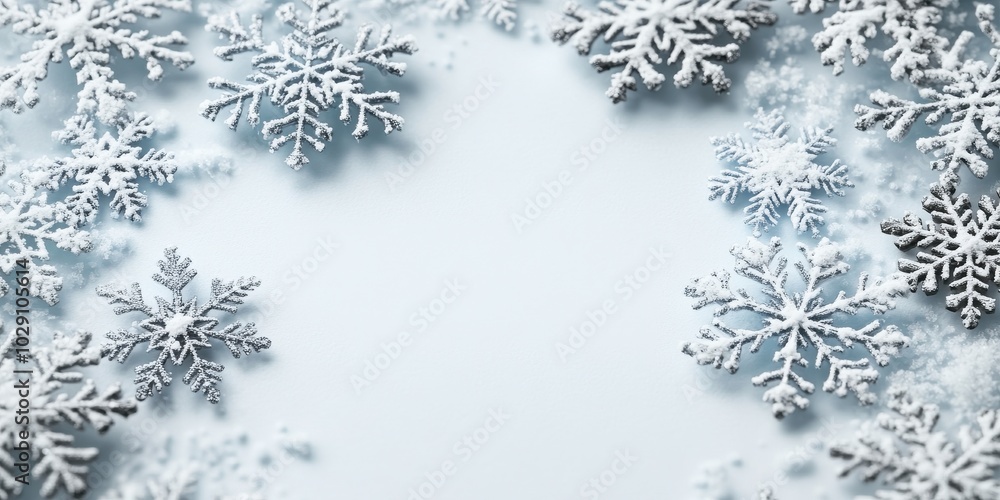 Elegant Snowflakes on a Soft White Background Creating a Serene and Festive Winter Wonderland Scene for Seasonal Decoration Elegant Snowflakes on a Soft White Background Creating a Serene and Festive Winter Wonderland Scene for Seasonal Decoration
