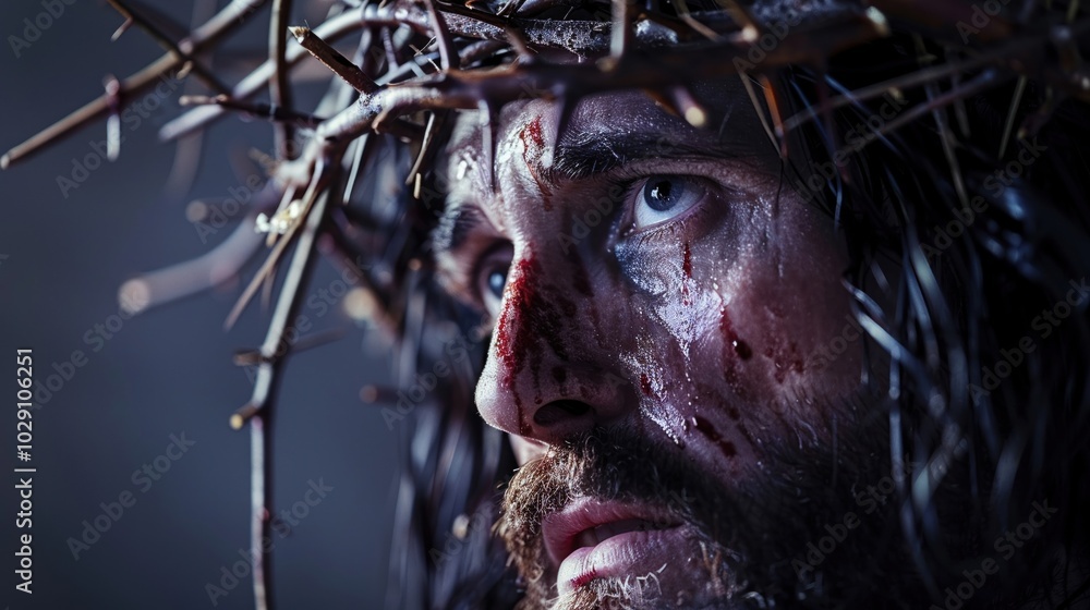 Jesus with the crown of thorns a powerful and emotive close-up Jesus with the crown of thorns a powerful and emotive close-up