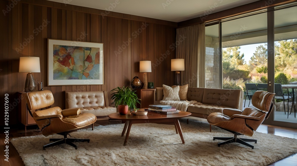Fototapeta premium midcentury living room interior