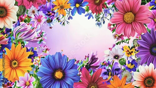 Wallpaper Mural A vibrant floral border in various colors, creating a heart shape for decoration. Torontodigital.ca