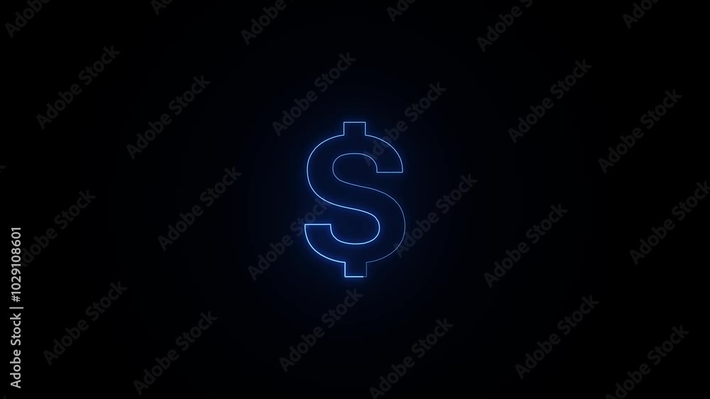 Neon glowing dollar icon animation. Dollar neon sign animation. Neon glowing dollar icon animation. Dollar neon sign animation.