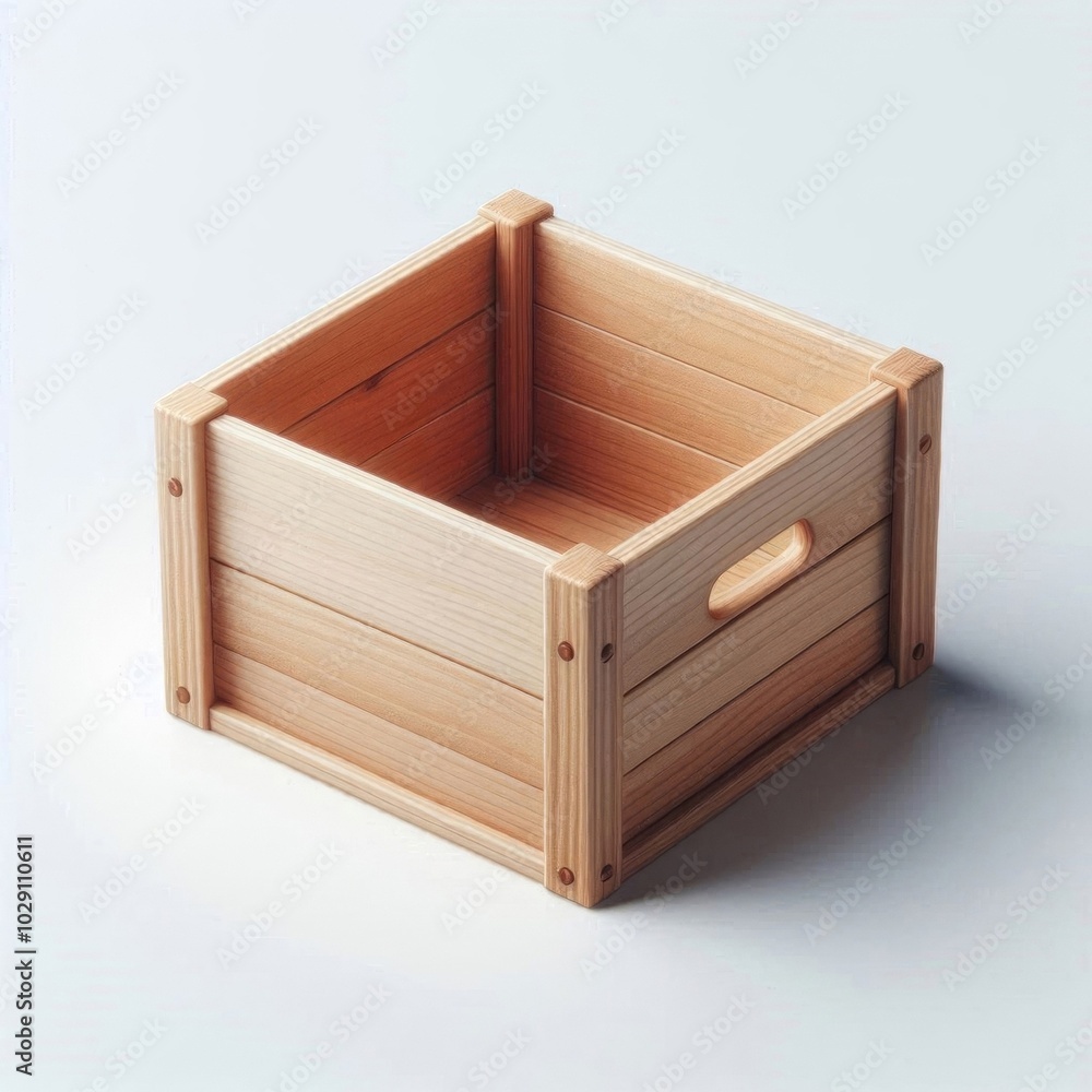 Empty wooden box on a white background. Generated with AI. Empty wooden box on a white background. Generated with AI.