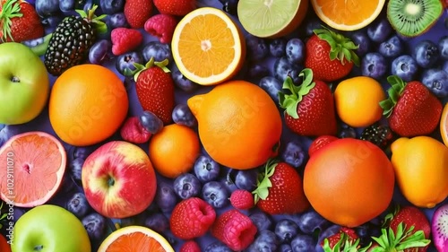 Wallpaper Mural A vibrant assortment of fresh fruits including oranges, strawberries, and blueberries. Torontodigital.ca