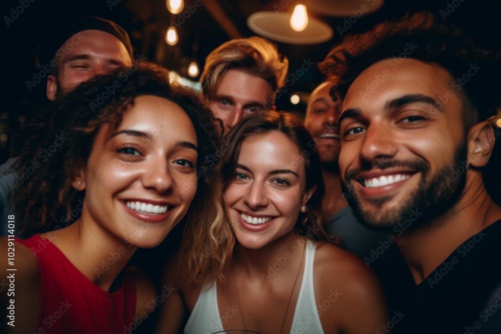 Close up of diverse friends taking selfie while having party Close up of diverse friends taking selfie while having party