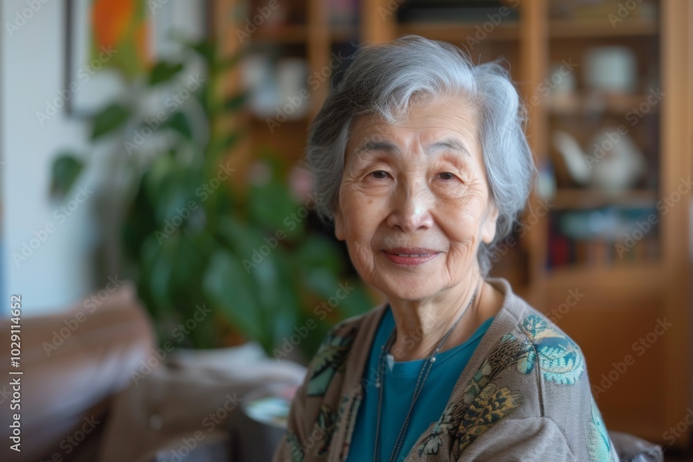 Portrait of a smiling senior woman in her home Portrait of a smiling senior woman in her home