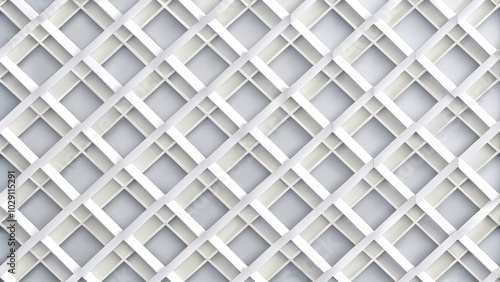 Contemporary design featuring a white and light grey square pattern with overlapping elements and shadows.