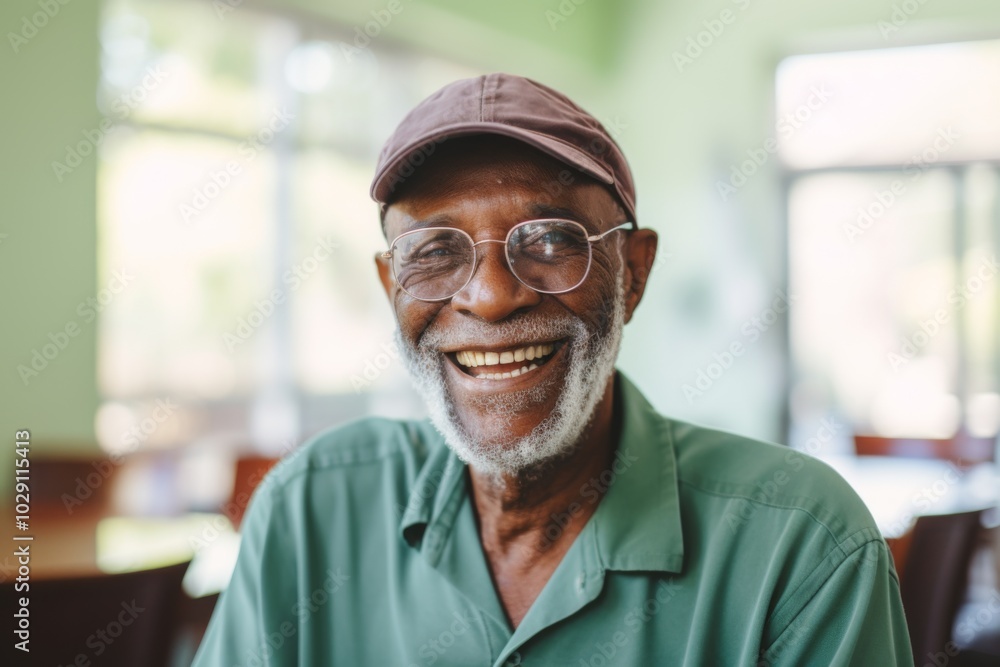 Portrait of a elderly African American man smiling in nursing home Portrait of a elderly African American man smiling in nursing home