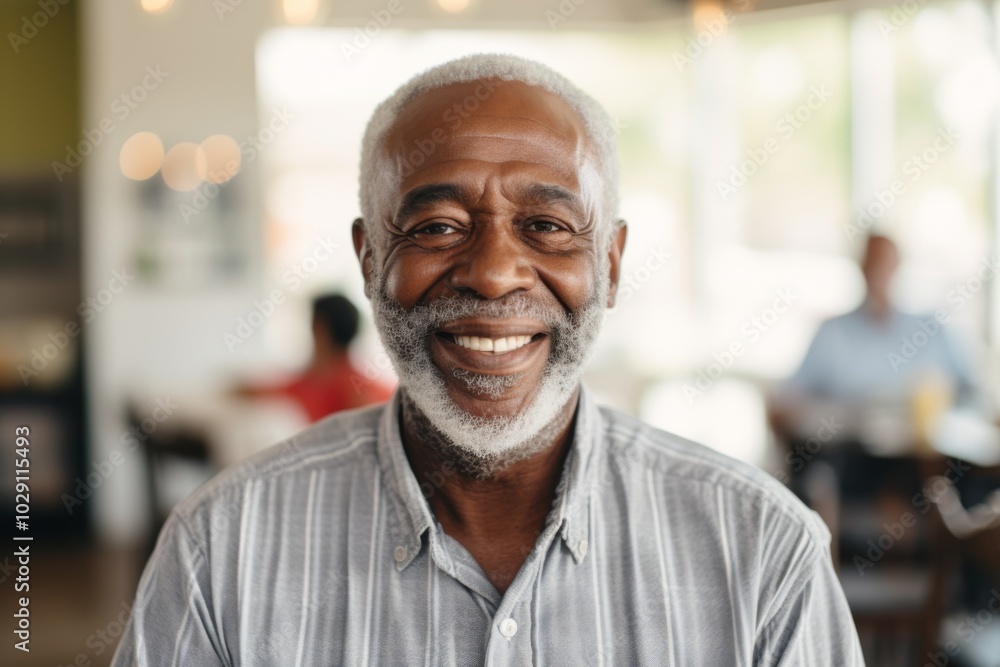 Obraz premium Portrait of a elderly African American man smiling in nursing home