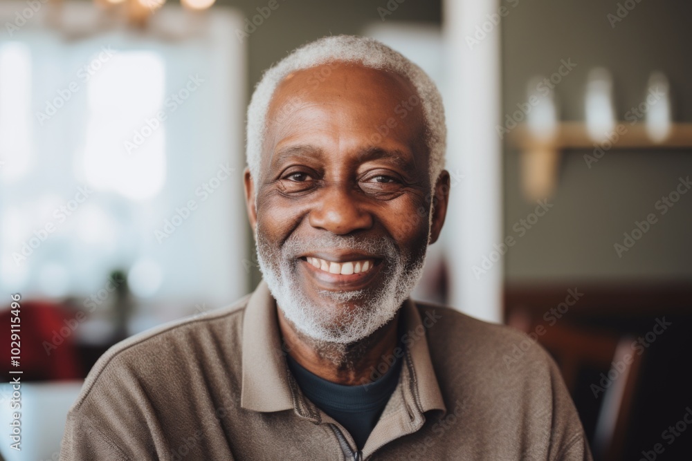 Portrait of a elderly African American man smiling in nursing home Portrait of a elderly African American man smiling in nursing home