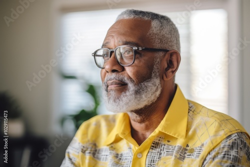 Portrait of a elderly African American man smiling in nursing home