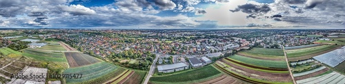 Drone panorama over the German metropolis of Nuremberg in Bavaria during the day