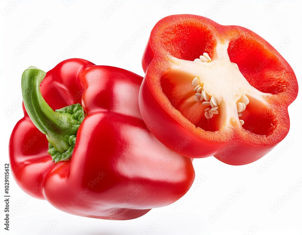 Fresh red pepper on white background, isolated. Fresh red pepper on white background, isolated.