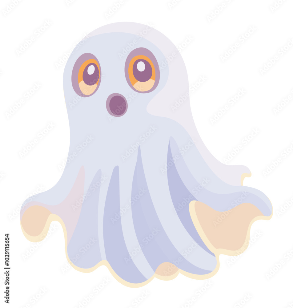 Cute ghost. Halloween character frightening children. Vector isolated illustration Cute ghost. Halloween character frightening children. Vector isolated illustration