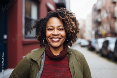 Portrait of a middle aged body positive African American woman
