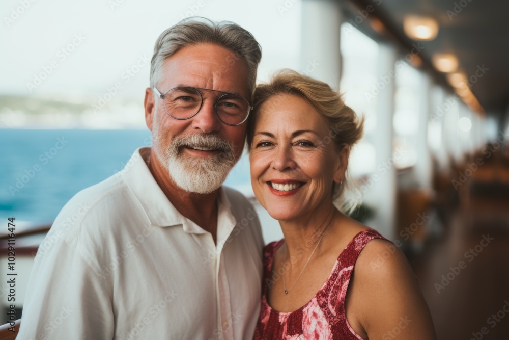 Portrait of a smiling mature couple on boat cruise Portrait of a smiling mature couple on boat cruise