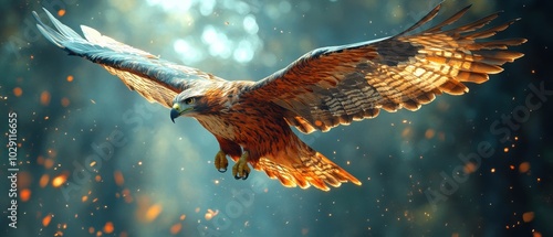 Low poly hawk in dynamic dive, showcasing sharp talons and fierce determination, vibrant colors enhance the thrilling moment of pursuit