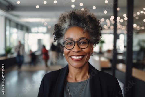 Portrait of a smiling senior African American businesswoman in office