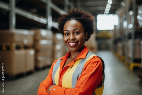 Portrait of a smiling African American female worker at factory