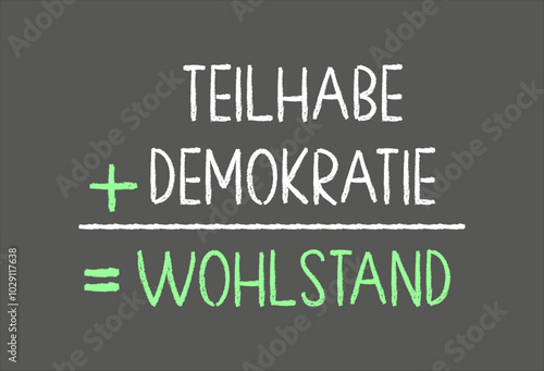TEILHABE + DEMOKRATIE = WOHLSTAND, Kreidetafel