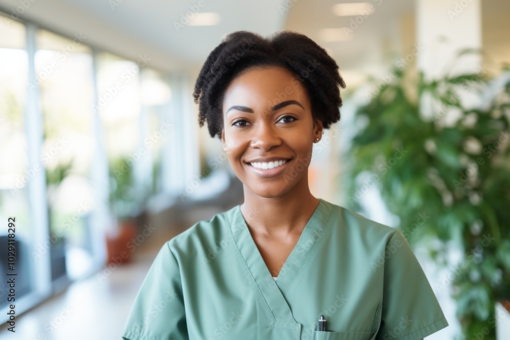 Portrait of a smiling female African American medical physician Portrait of a smiling female African American medical physician