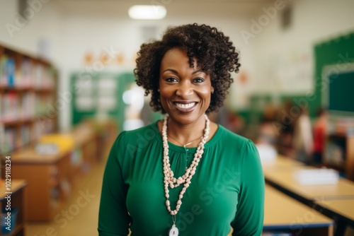 Portrait of a smiling female African American kindergarten teacher