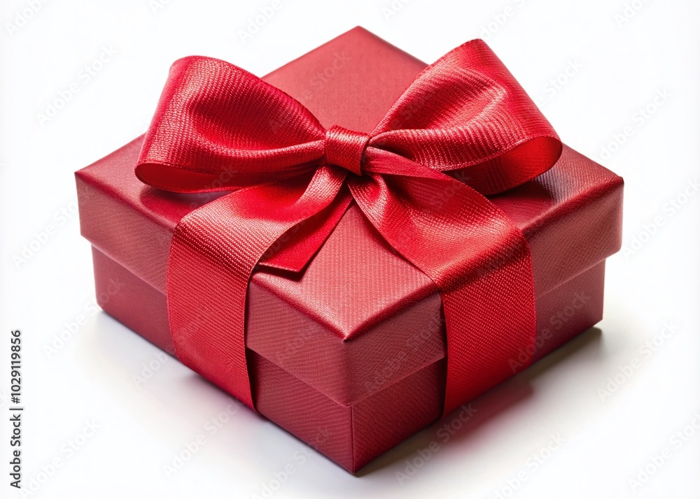 Fototapeta premium Red Gift Box with Ribbon Bow on Transparent Background for Holiday Celebrations and Gift Giving