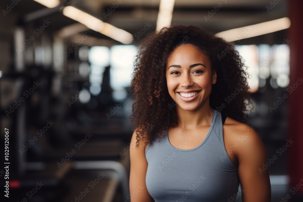 Portrait of a young African American female fitness trainer in gym Portrait of a young African American female fitness trainer in gym