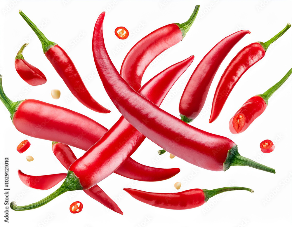 Pepper bitter isolated on a white background, top view. Pepper bitter isolated on a white background, top view.